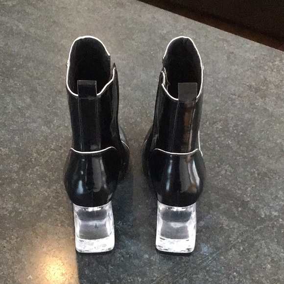 Jeffrey Campbell Chapel Translucent Heel Patent Leather Combo Booties - Picture 4 of 4